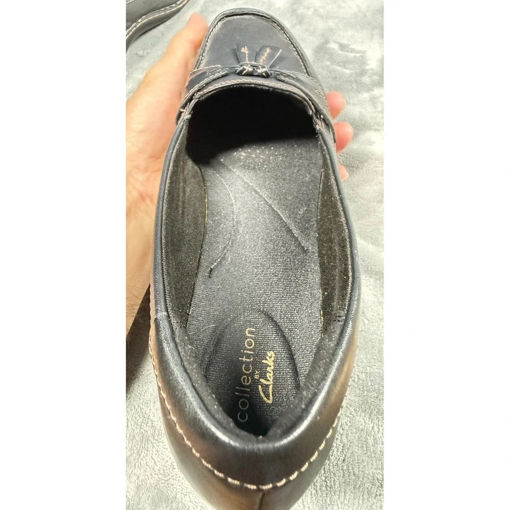 Clarks Collection Loafers Womens 11 Black Leather Tassel Slip On